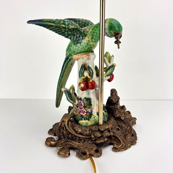 United Wilson Parrot Hand Painted Porcelain Table Lamp on Bronze Bases 1897 - Picture 4 of 16